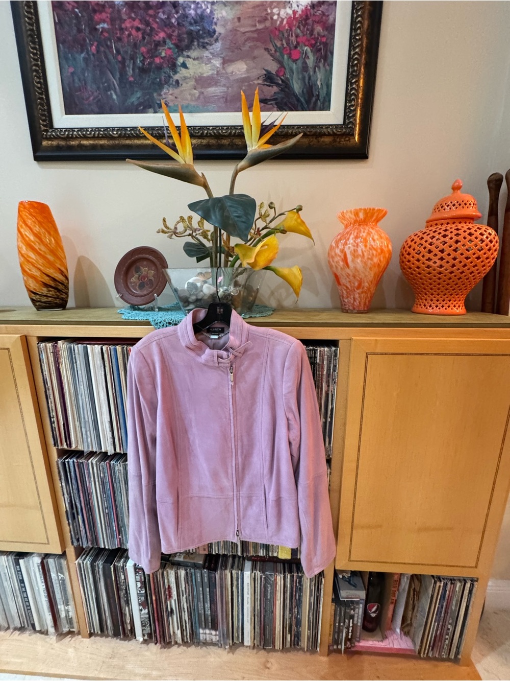 PRICE DROP: WORTH NEW YORK, NW/OT, L, lined, pinkish-purple LAMBSKIN SUEDE JKT